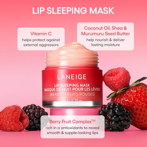 LANEIGE Lip Sleeping Mask Berry: Nourish, Hydrate, Vitamin C, Murumuru & Shea Butter, Antioxidants, Flaky, Dry Lips