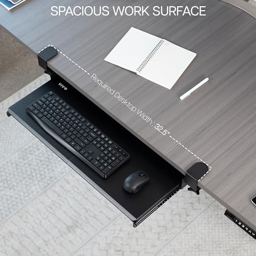 VIVO Large Keyboard Tray Under Desk Pull Out with Extra Sturdy C Clamp Mount System, 27 (33 Including Clamps) x 11 Inch Slide-Out Platform Computer Drawer for Typing, Black, MOUNT-KB05E