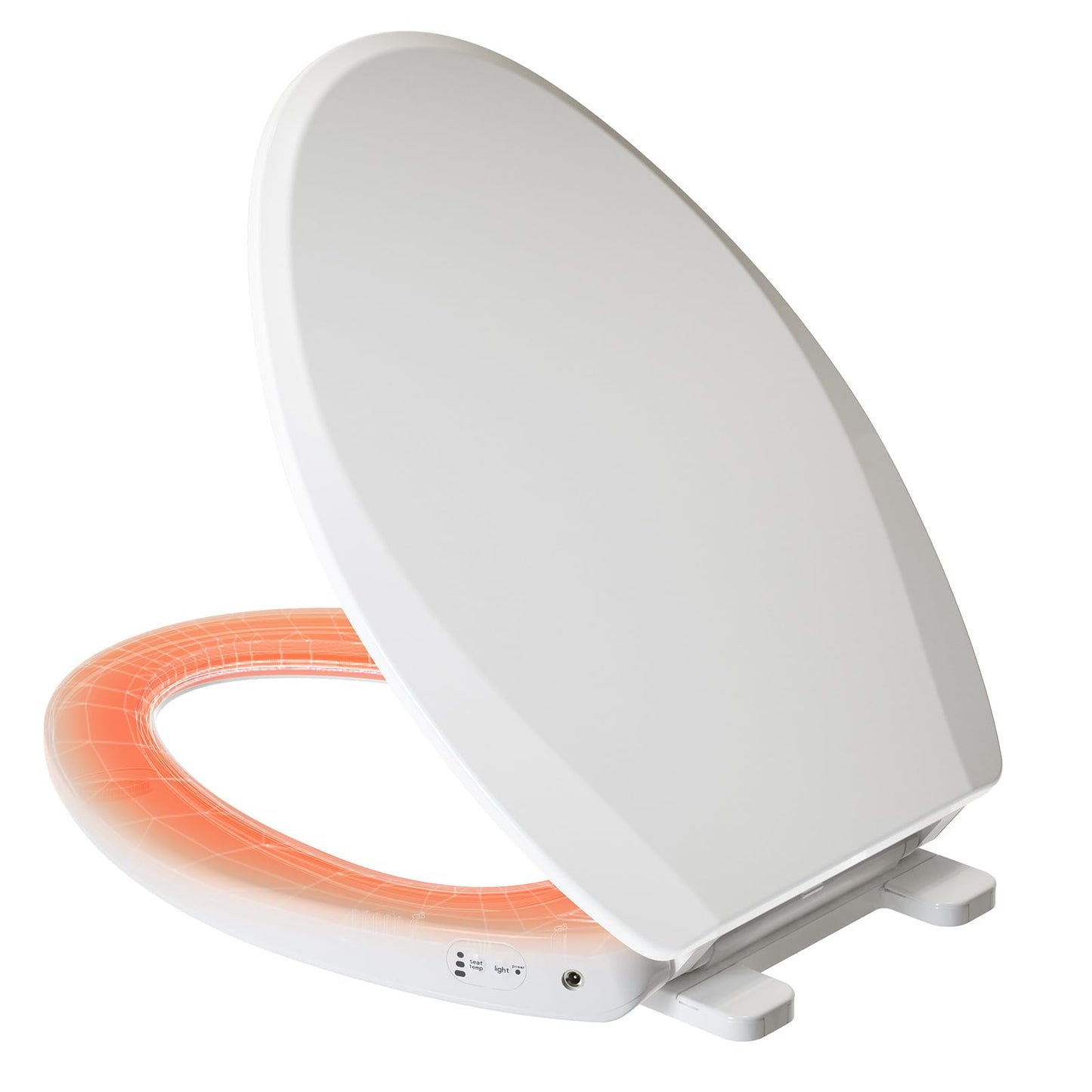 Clirass Elongated Heated Toilet Seat with Night Light, Three Temperature Settings Heated Seat,70 in Power Cord, Fit Elongated Toilet, Cold Water Bidet Function Toilet Seat With Slow Close
