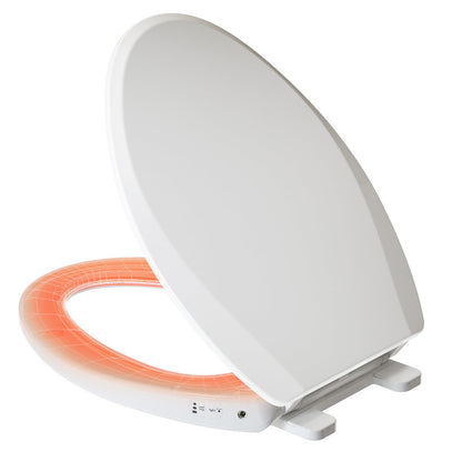 Clirass Elongated Heated Toilet Seat with Night Light, Three Temperature Settings Heated Seat,70 in Power Cord, Fit Elongated Toilet, Cold Water Bidet Function Toilet Seat With Slow Close