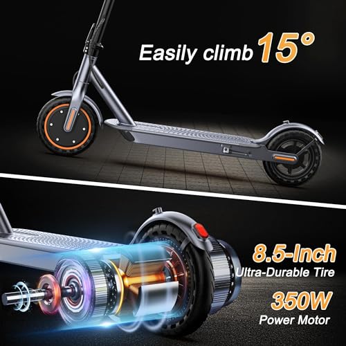 Electric Scooter, 350W Motor, 8.5'' Solid Tire, Max 21-23 Miles Range, Max 19 MPH Speed, Dual Braking, Folding Commuting Electric Scooter Adults (SP03-21Miles-350W)