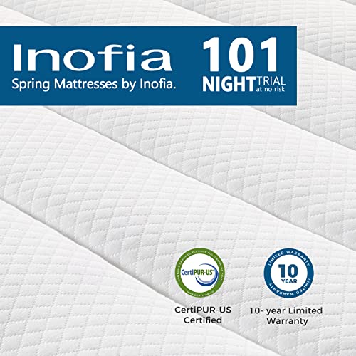 Inofia King Mattress, 12 Inch Hybrid Innerspring King Size Mattress, Cool Bed with Breathable Soft Knitted Fabric Cover, 101 Nights Trial