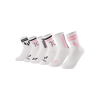 Messi Girls' Lifestyle Crew, 6-Pack Kids Socks, Soft & Stretchy, Comfortable, Pink, M