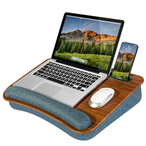 LAPGEAR Portable Laptop Lap Desk – Espresso Woodgrain, Fits 15.6" Laptops