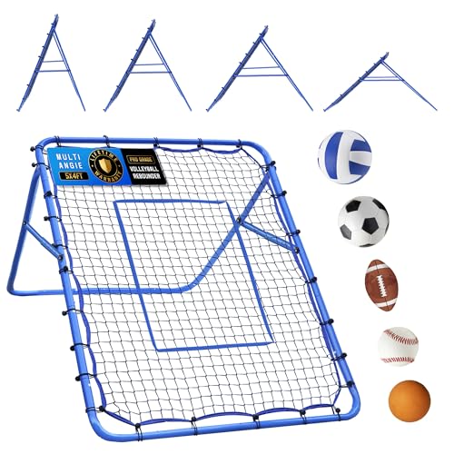 5x4FT Volleyball Baseball Rebounder Net, Softball Rebounder Pitchback Net Quick Adjustments, Lacrosse Bounce Back Practice Equipment, Ideal for Outdoor Indoor and Backyard Training