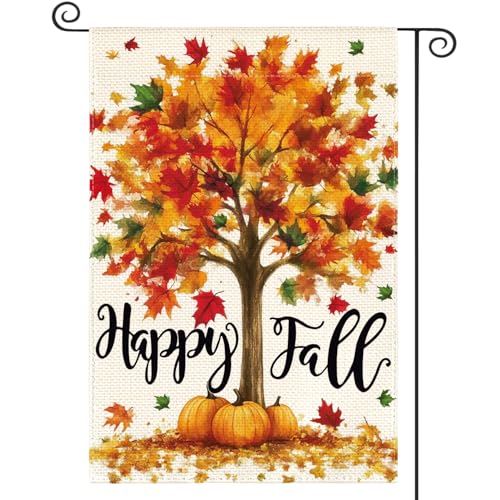 AVOIN colorlife Fall Garden Flag 12x18 Inch Double Sided Outside