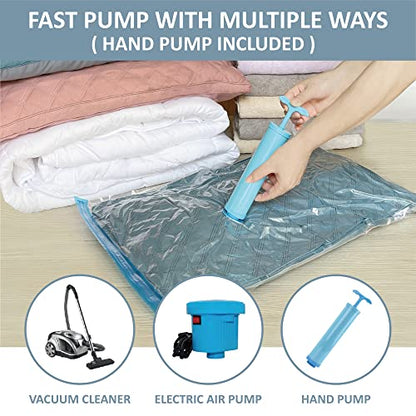 Vacuum Storage Bags, 10 Large Space Saver Bags Seal with Pump, Sealer for Clothes, Comforters, Blankets, Bedding