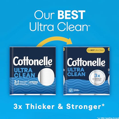 Cottonelle Ultra Clean Toilet Paper with Active CleaningRipples Texture, 24 Family Mega Rolls (24 Family Mega Rolls = 132 Regular Rolls) (4 Packs of 6), 353 Sheets Per Roll, Packaging May Vary