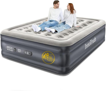 InnoTruth Air Mattress Queen with Built in Pump, Inflatable Mattress Blow up Mattress, Family Choice Award Winner, 18" Colchones Inflables Foldable Air Bed for Guest & Home, Ideal for Camping, 650lbs
