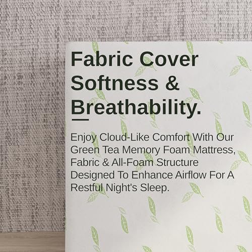 NapQueen Full Size Mattress, 12 Inch Anula Green Tea Infused Memory Foam Mattress, Full Size Mattress Bed in a Box, CertiPUR-US Certified Mattress