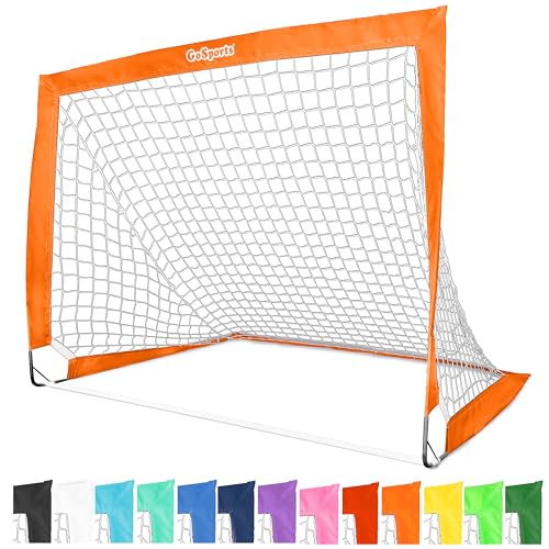 GoSports Team Tone 4 ft x 3 ft Portable Soccer Goal for Kids - Pop Up Net for Backyard - Orange