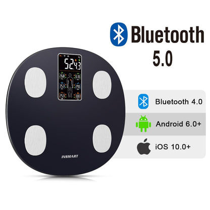 INSMART Smart Scale for Body Weight, All-in-one LCD Display Bathroom Weight Scales Body Fat Scale,Bluetooth Digital Smart Weighing Scale with Heart Rate,Heart Index & Body Composition Analyzer,396 lbs