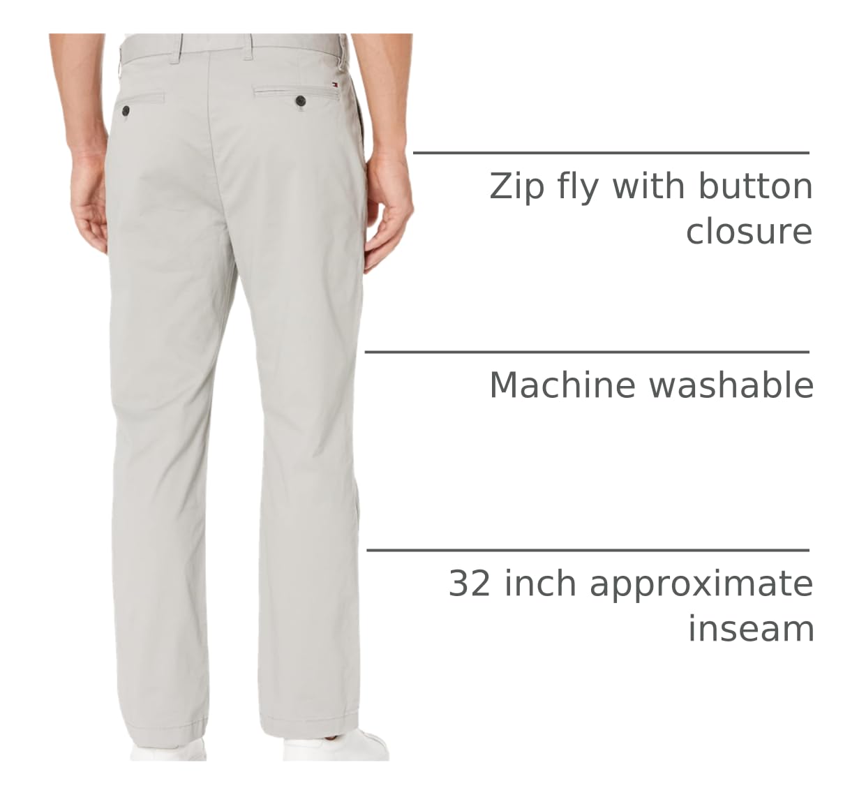 Tommy Hilfiger Men's Chino Pants Custom Fit, Drizzle 30x40