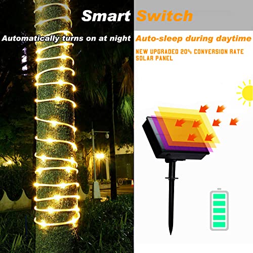 Solar Rope Light Waterproof IP65 39FT 100LEDs Outdoor LED ‎Solar Outdoor Lights for Party Garden Yard Home Wedding Christmas Halloween Holiday Tree Decoration Lighting