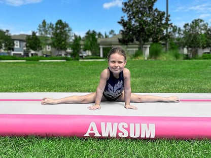 AWSUM 10ft Tumbling Mats with Roller Inflatable Gymnastics Mat Tumble Track with Electric Pump for Home Use/Gym