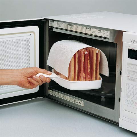 The Original Makin Bacon Microwave Bacon Dish - Makes Crispy Bacon in Minutes - Simple, Quick, and Easy to Use - Reduces Fat Content for a Healthier Meal - Molded in The USA