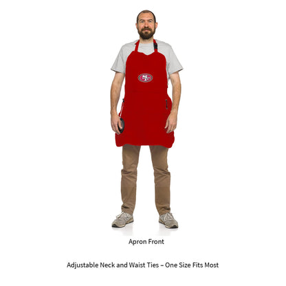 Team Sports America NFL San Francisco 49ers Ultimate Grilling Apron | Bottle Opener and Insulated Beverage Holder | Heavy Duty Durable Cotton Canvas 300 GSM | Machine Washable | Adjustable Straps