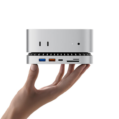 Mac mini M4 Dock, Aluminum Stand and HDMI Hub for Mac mini M4 and M4 Pro 2024 with M.2 NVMe/SATA SSD Enclosure, 4K60Hz HDMI,10G USB A/C, 5G USB A*2, USB-C Charge, SD/TF, Audio