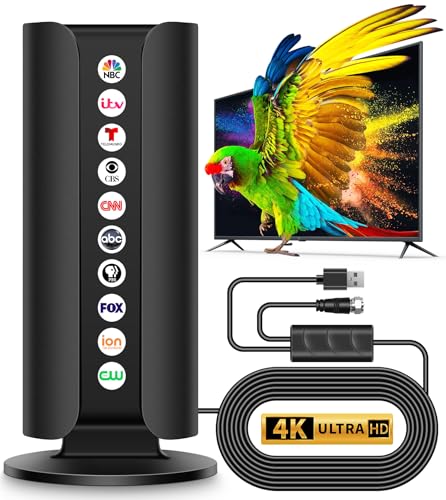2026 TV Antenna for Smart TV, 5000+ Miles Range Strongest Digital HD TV Antenna Indoor Outdoor with Amplifier Signal Booster, Waterproof Design,8K 4K 1080p Support 360°,33.8FT Cable