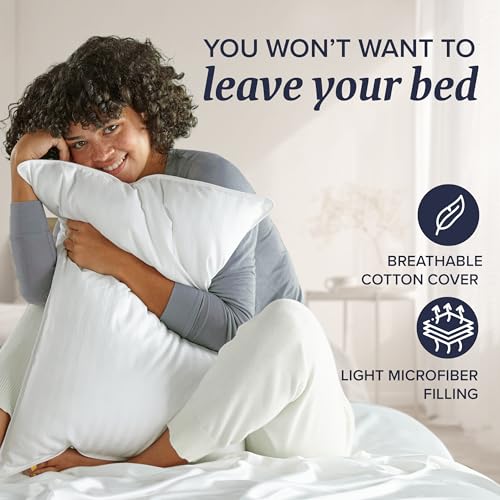 Beckham Hotel Collection Bed Pillows Standard / Queen Size Set of 2 - Down Alternative Bedding Gel Cooling Pillow for Back, Stomach or Side Sleepers