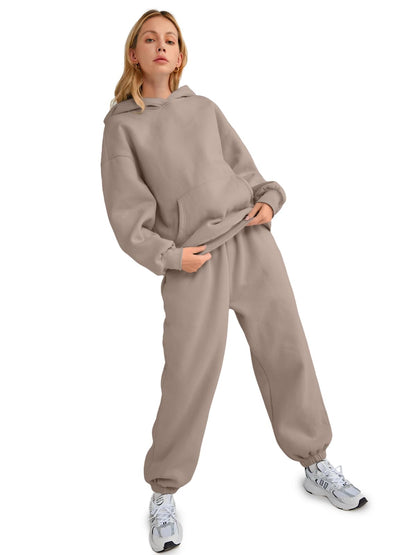 AUTOMET Sweatsuits Women 2 Piece Outfit Lounge Plus Size Fall Fashion Deals 2025 Tracksuits Oversized Sweatshirt and Sweatpants Casual Teen Girls Clothing CoffeeGrey L