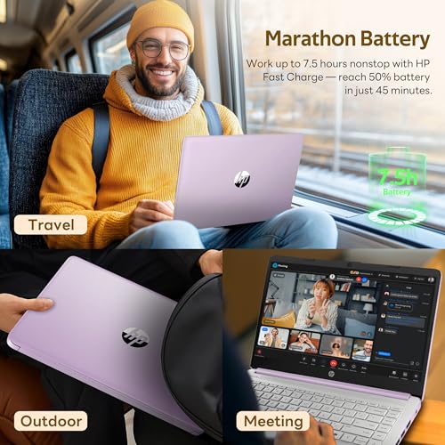 HP Stream 14" HD Student&Business Laptop with AI Copilot, Intel Processor N150, 4GB RAM, 1.12TB Storage (128GB UFS + 1TB Docking Station), 1 Year Office 365, 720p Webcam, Win 11, Lavender Purple