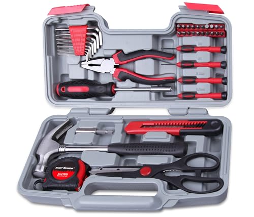 CARTMAN 39-Piece Household Tool Set, Red Hand Kit With Storage Case