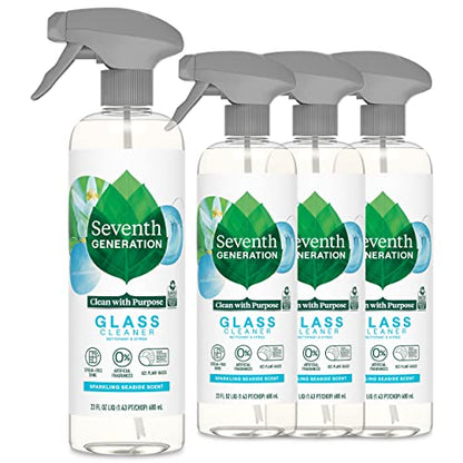 Seventh Generation Glass Cleaner, Biodegradable Formula, Sparkling Seaside Scent, 23 oz (Pack of 4)