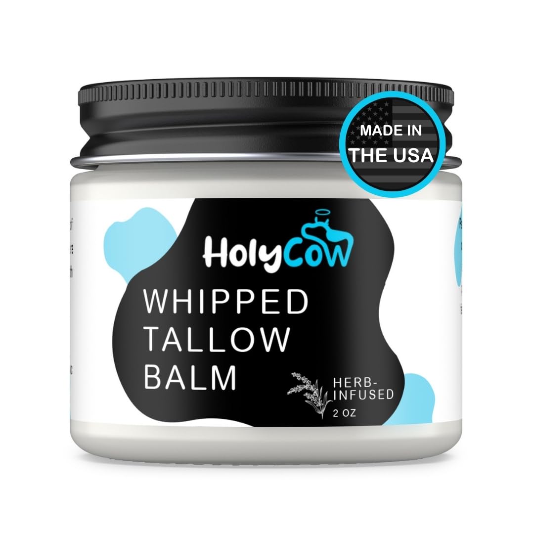 Beef Tallow For Skin - Whipped Tallow Balm with Organic Jojoba Oil (Unscented/Herb-Infused), Grass Fed Beef Tallow Face Moisturizer for Eczema, Baby, Lip Balm - Lotion For Extremely Dry Skin