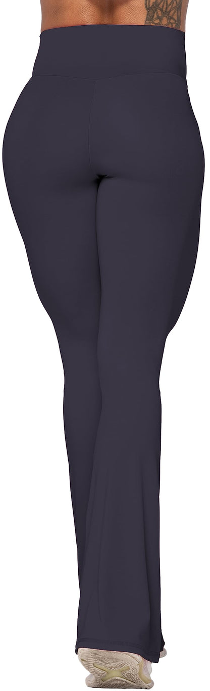 Sunzel Flare Leggings, Crossover Yoga Pants with Tummy Control, High-Waisted and Wide Leg, 30" Inseam, Graphite Small