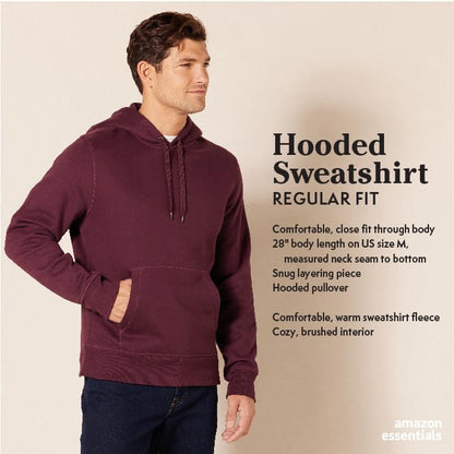 Amazon Essentials Men's Sweatshirt Hoodie, Grey Heather, Medium, Big & Tall Options Available