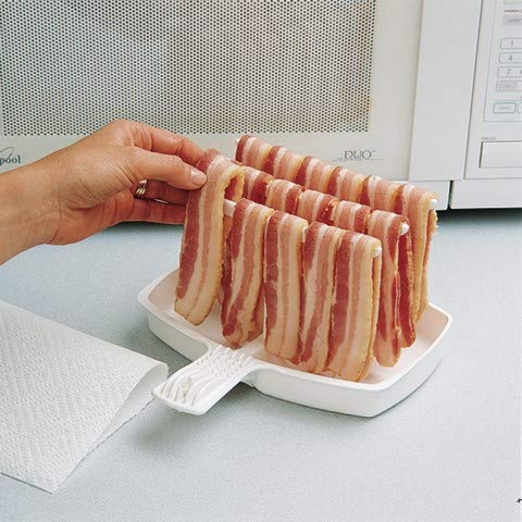 The Original Makin Bacon Microwave Bacon Dish - Makes Crispy Bacon in Minutes - Simple, Quick, and Easy to Use - Reduces Fat Content for a Healthier Meal - Molded in The USA