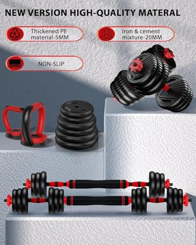 Adjustable Dumbbells, 20/30/45/70/90lbs Free Weight Set with