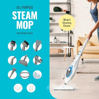 PurSteam 10-in-1 Steam Mop, Floor Steamer with Detachable Handheld Steam Cleaner for Tile, Hardwood Floors