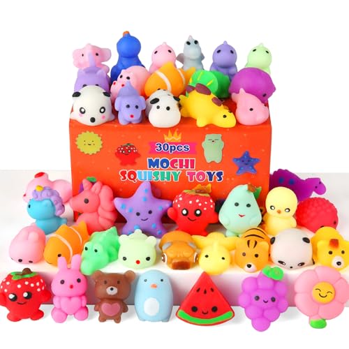 30 Pack Squishy Toys, Kawaii Squishies Party Favors for Kids 4-8 8-12 Treasure Box Toys for Classroom Birthday Xmas Gifts Goodie Bag Mini Animals Mochi Squishy Stress Relief Sensory Toys Random