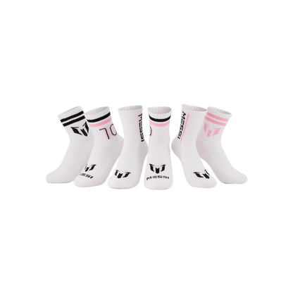 Messi Girls' Lifestyle Crew, 6-Pack Kids Socks, Soft & Stretchy, Comfortable, Pink, M