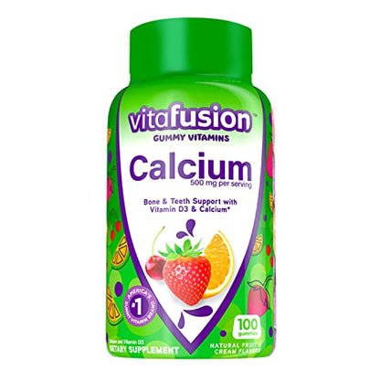 vitafusion Chewable Calcium Gummy Vitamins for Bone and Teeth Support, Fruit and Cream Flavored, America’s Number 1 Gummy Vitamin Brand, 50 Day Supply, 100 Count