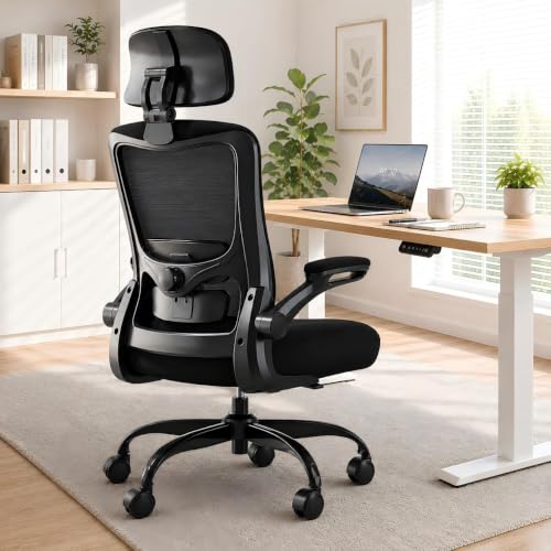 Ergonomic Office Chair for Long Hours, Adjustable Padded Lumbar Support for Lower Back Relief, 330 lb Capacity, Comfortable Computer Desk Chair for Home Office, Work & Study