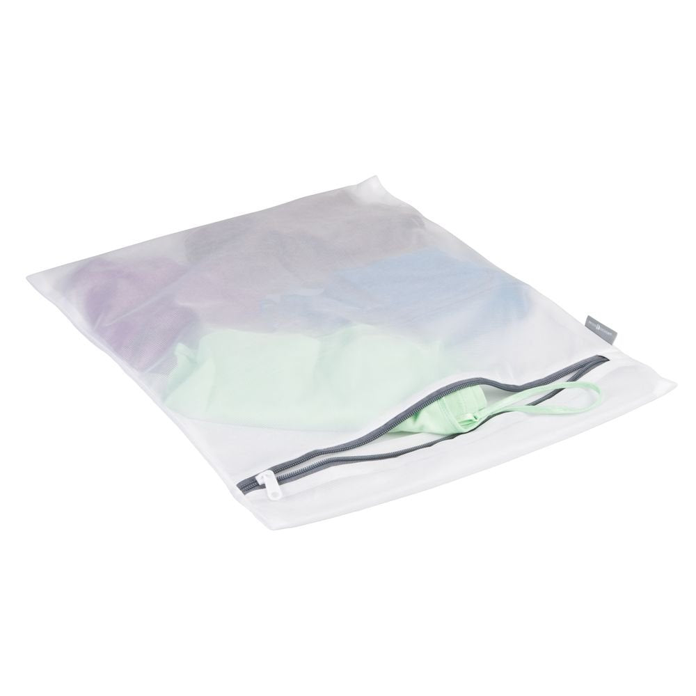 iDesign Mesh Laundry Bag Built in Zipper for Delicates, 16" x 0.5" x 20", Large