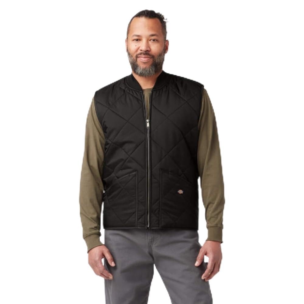 Dickies Diamond Quilted Vest, BLACK, S