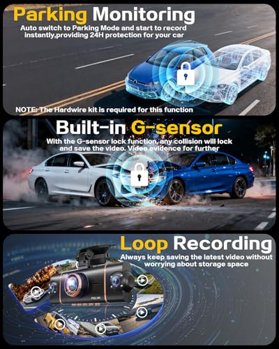 XYGCACO 4 Channel 360° Dash Cam Front and Rear, 4K+1080P*3 FHD Car Camera