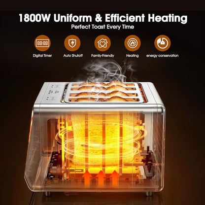 4 Slice Toaster, Wide Slots, Dual Touchscreens, Single Slice & Bagel Modes