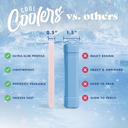 Cool Coolers by Fit & Fresh XL Slim Ice Packs, Quick Freeze Reusable Ice Packs for Lunch Boxes & Coolers, Long-Lasting, Space Saving Cooler Ice Packs, Light Pink, 4Pk
