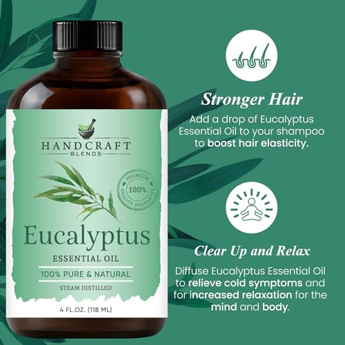 Handcraft Blends Eucalyptus Essential Oil - Huge 4 Fl Oz - 100% Pure and Natural - Premium Grade with Glass Dropper