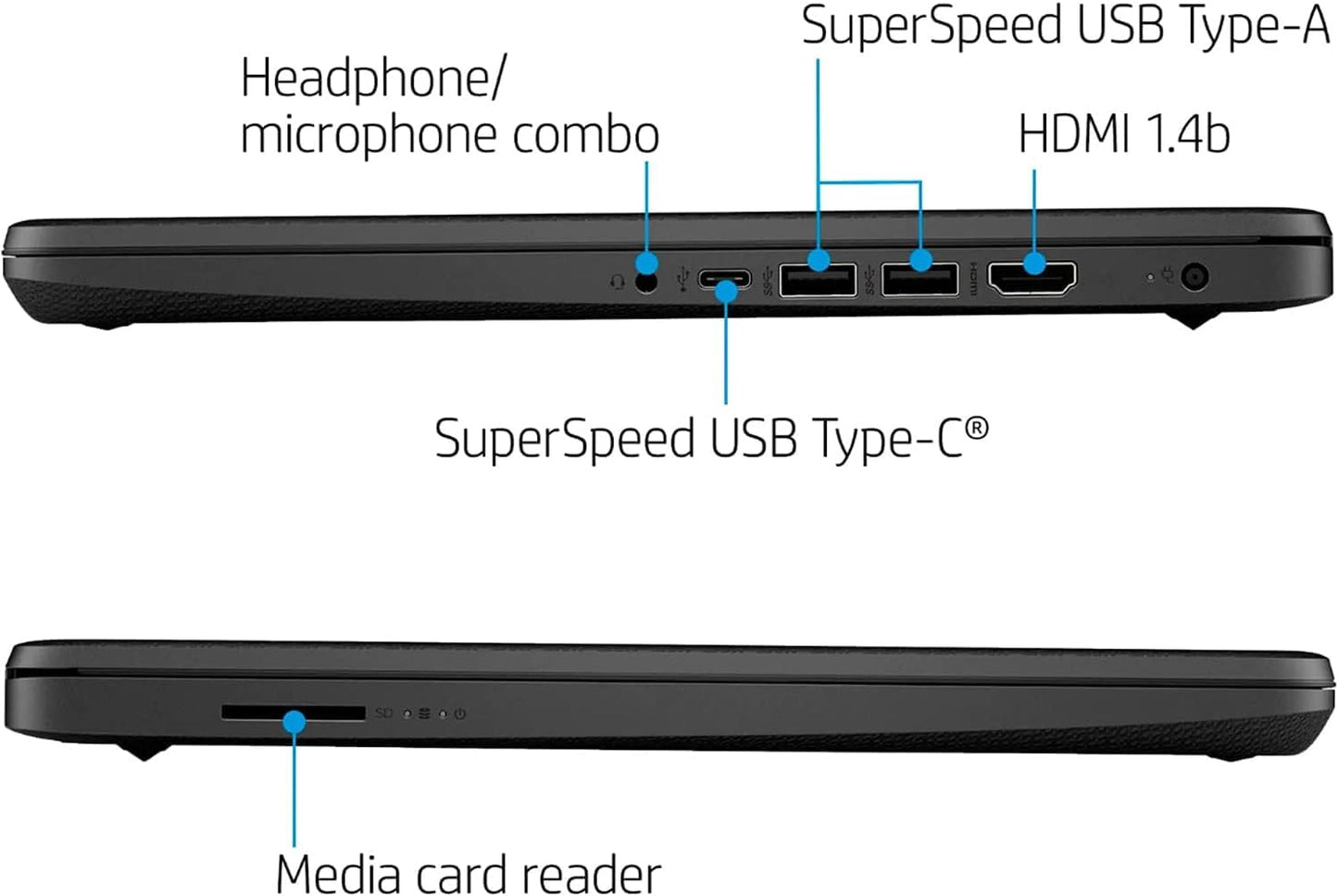 HP 14 Ultrabook • Intel 4-Core CPU • Back to School Limited Edition with Microsoft 365 • 32GB RAM • 1.6TB Storage (128GB OnBoard withHP 512GB P500 Portable SSD + 1TB OneDrive) • Win 11 Pro • Black