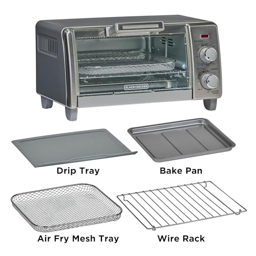 BLACK+DECKER 4-Slice Crisp 'N Bake Air Fry Toaster Oven,TO1787SS-RFP, 4-Slice, 5 Cooking Functions, 30 Minute Timer, Stainless Steel