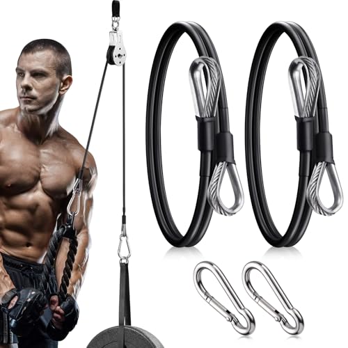 TOBWOLF 2 Pack 20" Gym Extension Cable, Compatible with Bowflex Home Gym | Heavy-Duty Steel Wire & Smooth Coating, Ideal Fitness Accessories for Lat Pulldown, Tricep Pushdown & Leg Extension Exercises