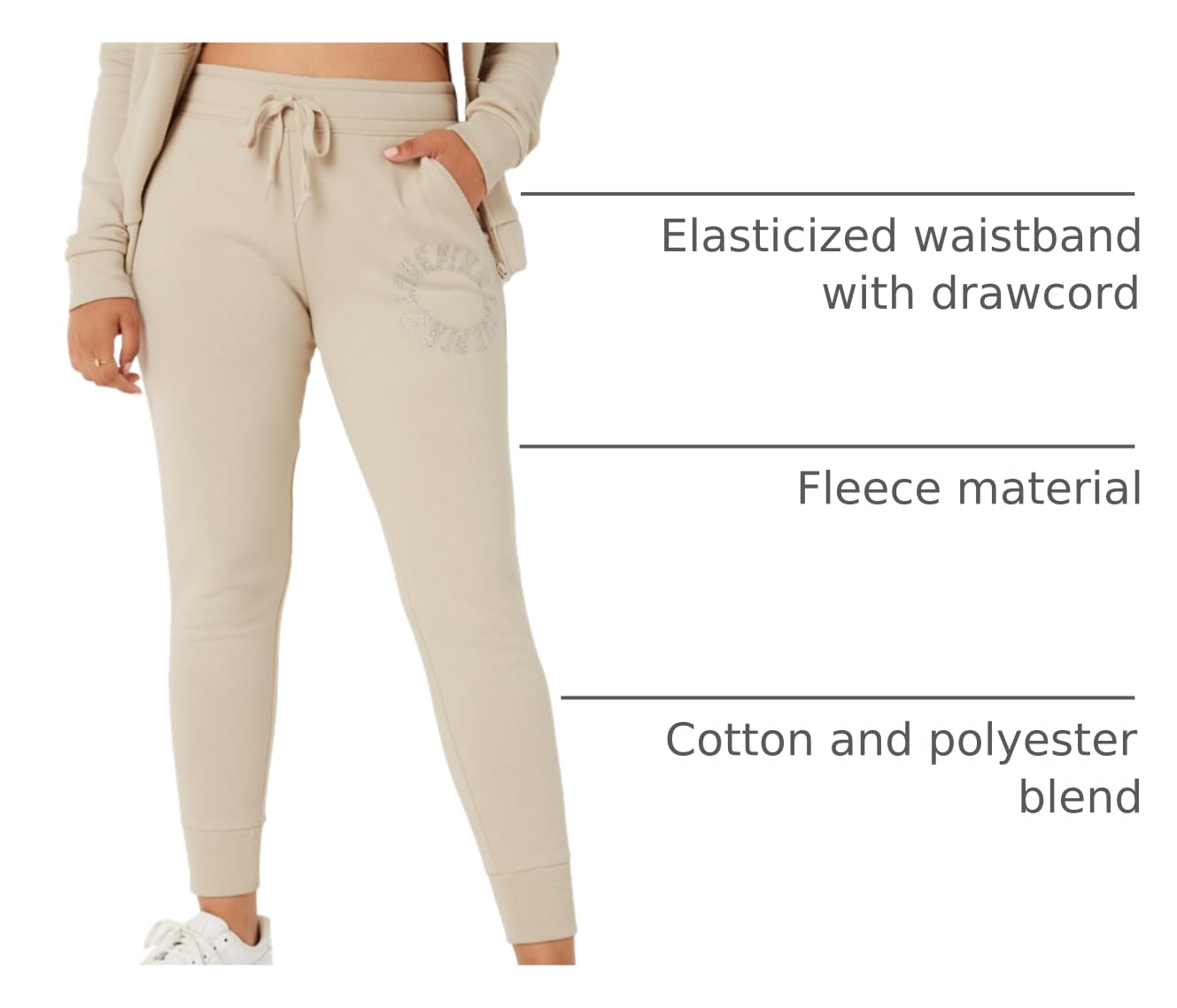 Victoria's Secret Women's Pink Logo Fleece Jogger Sweatpants, Ivory, M