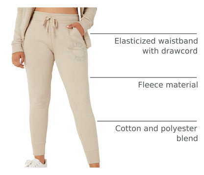 Victoria's Secret Women's Pink Logo Fleece Jogger Sweatpants, Ivory, M