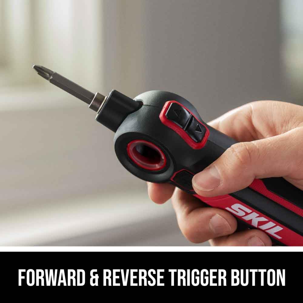 SKIL Twist 2.0 Rechargeable 4V Screwdriver with Pivoting Head, Torque Setting, USB-C Charging Cable, 28 PC Bit Set & Carrying Case- SD5619-02